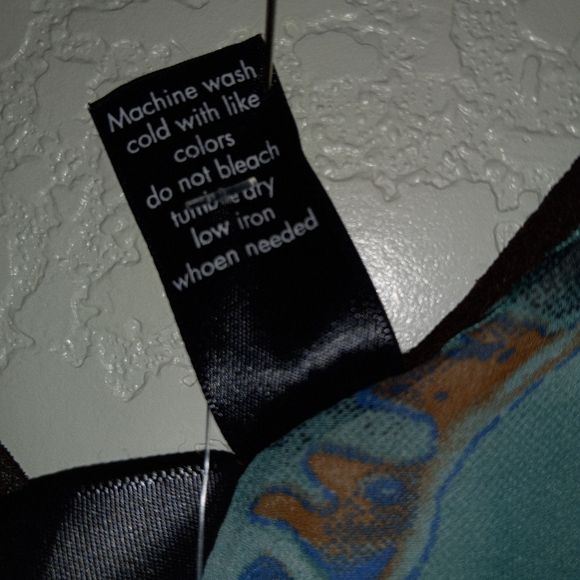 Fun and flirt summer dress M aqua multicolor/ Brown trim NWTS poly open back - Picture 5 of 9